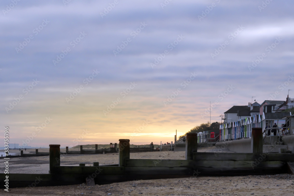 The village , the pier and the house light of Southwold, Suffolk, England.