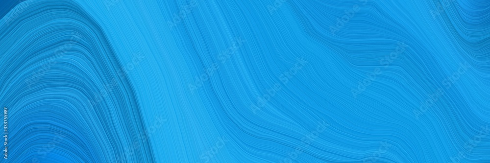 smooth futuristic banner with waves. modern soft curvy waves background design with dodger blue and strong blue color