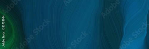 elegant futuristic banner background with teal green, teal and very dark blue color. modern soft swirl waves background illustration © Eigens