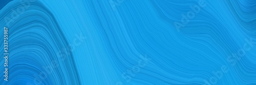 smooth futuristic banner with waves. modern soft curvy waves background design with dodger blue and strong blue color © Eigens