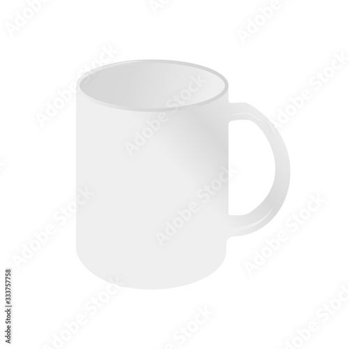 Realistic white cup isolated on white background. Vector template for Mock Up. Vector illustration