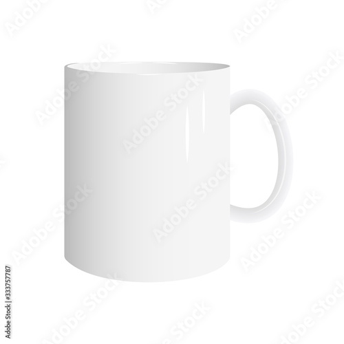 Realistic white cup isolated on white background. Vector template for Mock Up. Vector illustration