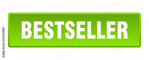 bestseller button. bestseller square green push button