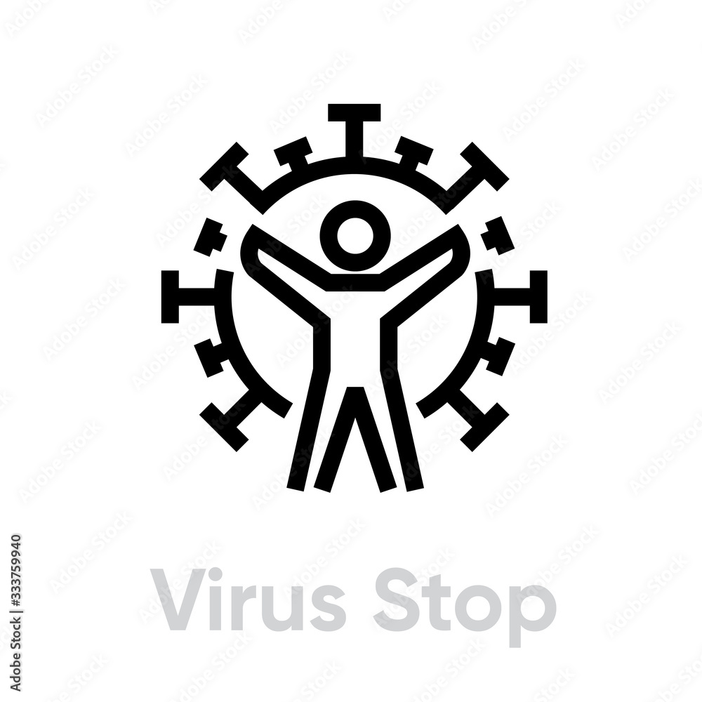 People Stop the Coronavirus icon. Editable line vector. People Stop the Coronavirus icon. Editable line vector.