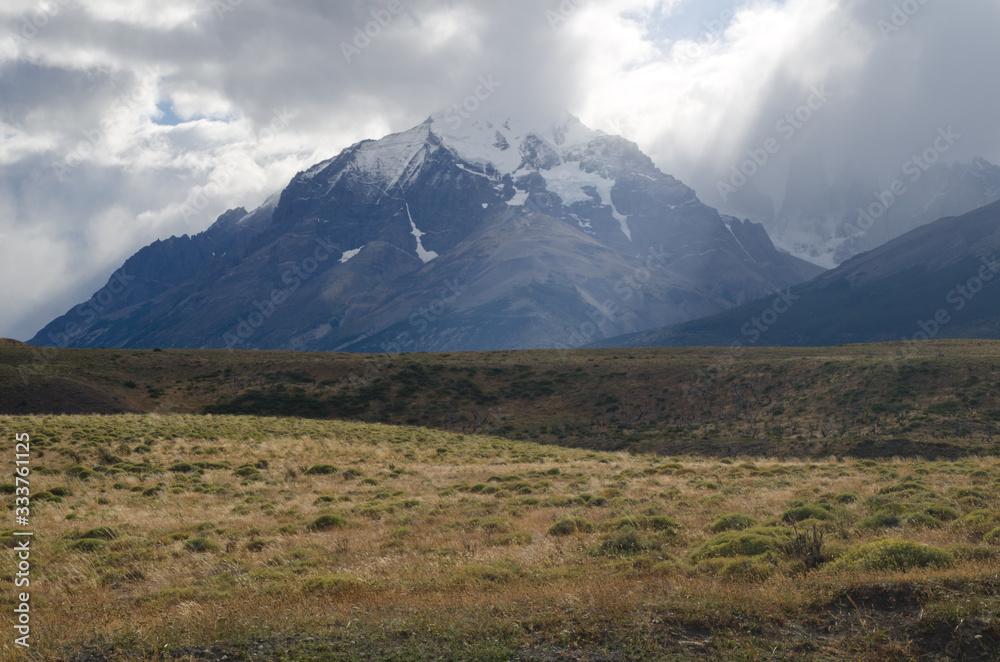 Paine Mountain Range in Torres del Paine National Park.