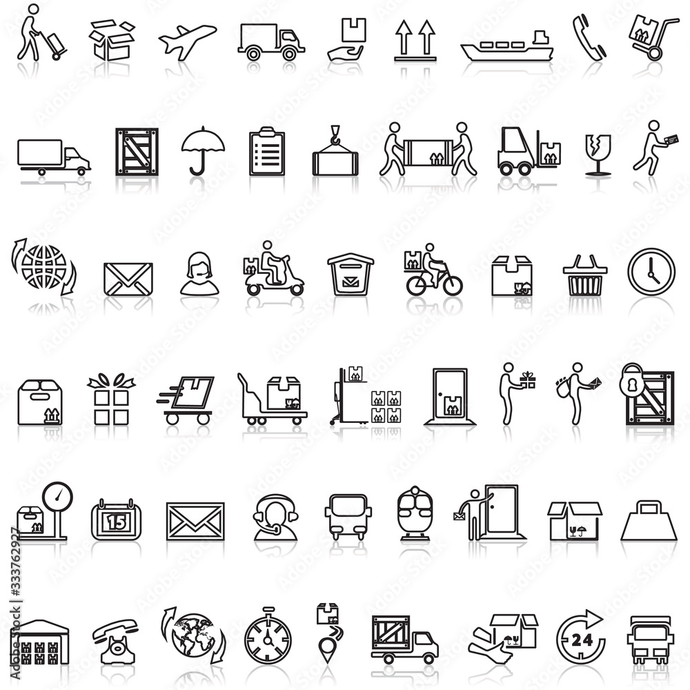 Logistics and Shipping line icons. Logistics and Shipping line icons.
