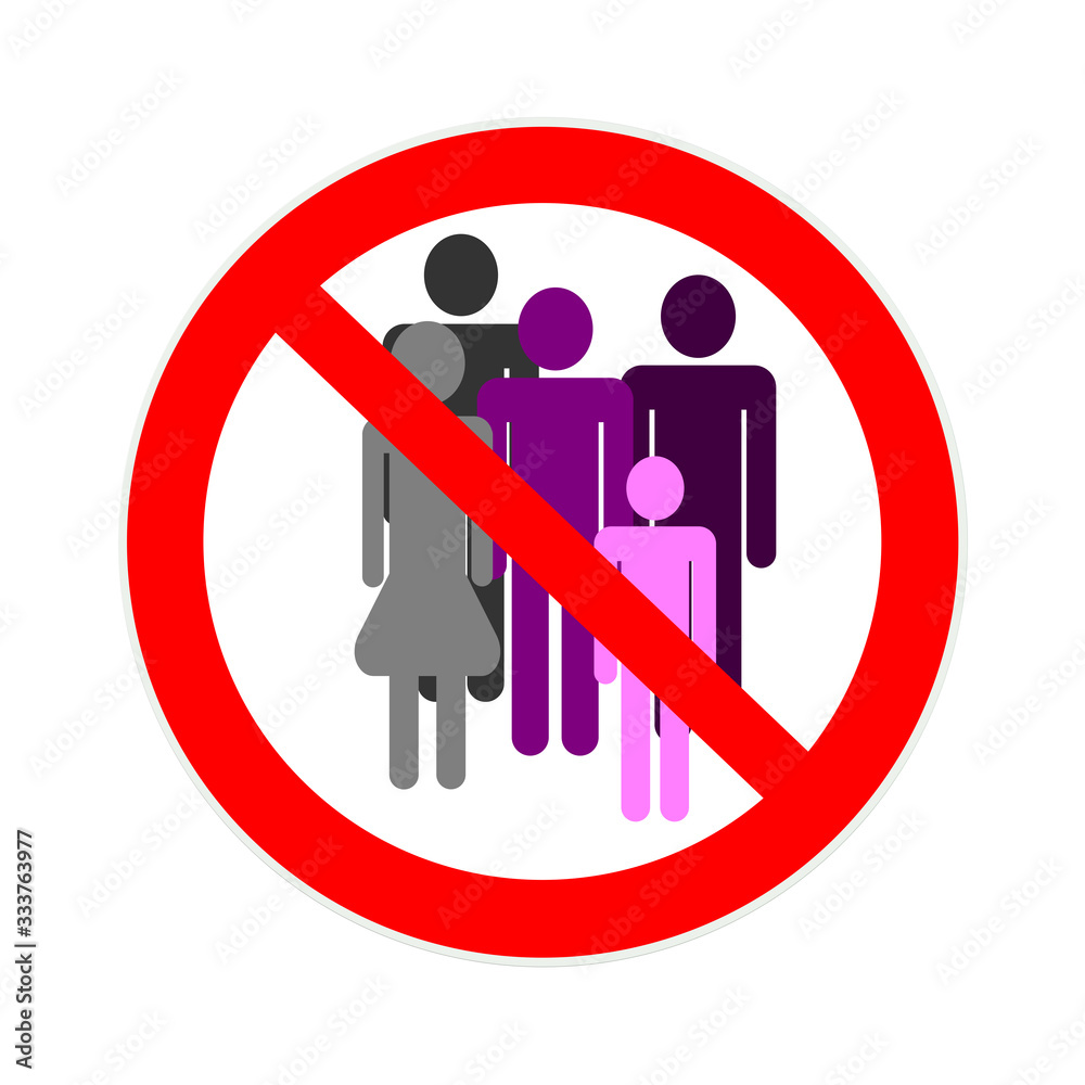 Menschenansammlung verboten, symbolische Darstellung in einer Illustration, Menschenansammlung verboten, symbolische Darstellung in einer Illustration,
