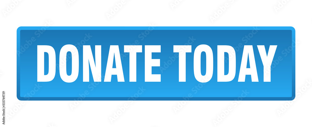 donate today button. donate today square blue push button