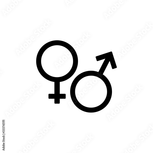 Gender, sex symbol or symbols of men and women icon logo flat in black on isolated white background. EPS 10 vector