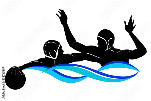 Logo water polo vector in black and white illustration