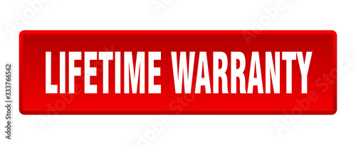 lifetime warranty button. lifetime warranty square red push button
