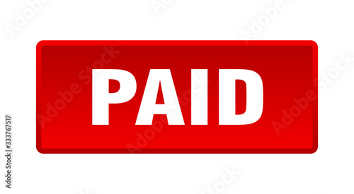 paid button. paid square red push button