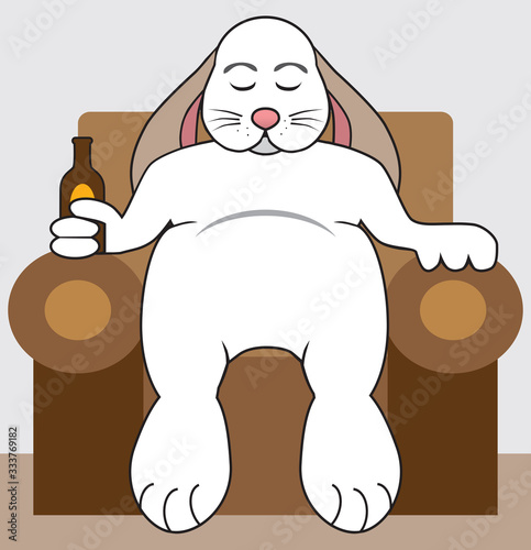 Sleeping Rabbit With Beer
