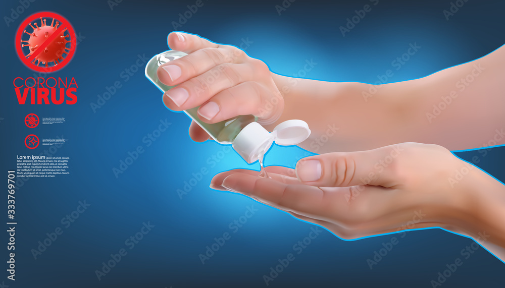Woman Washing Hands with mini Alcohol Sanitizer.Closeup of a hand pouring sanitizer in the other. Woman Washing Hands with mini Alcohol Sanitizer.Closeup of a hand pouring sanitizer in the other.