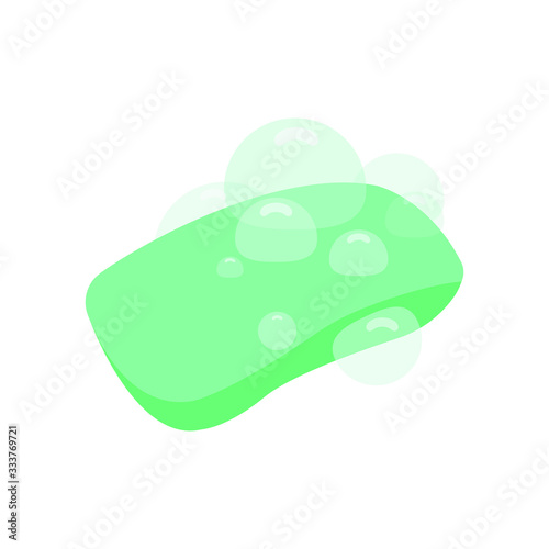 Green soap emoji with soap bubbles vector
