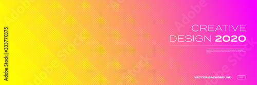 Color gradient background, halftone pattern, vector abstract trendy geometric graphic design. Simple minimal square and dots halftone yellow and pink red color gradient pattern background