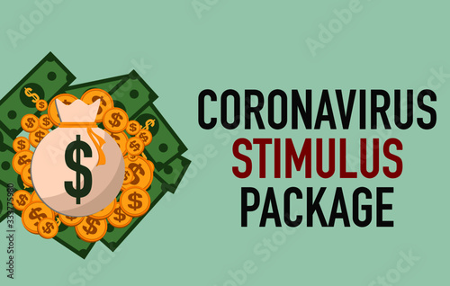 covid-19 or the coronavirus has caused a significant impact on the american economy and economies around the world illustration depicts economic stimulus package or bailout