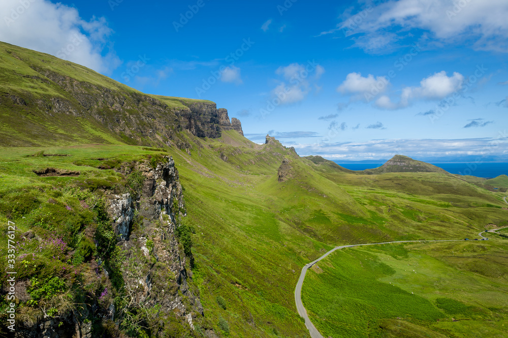 Highlands panoramic road, Island of Skye, Hebrides archipelago, Scotland.