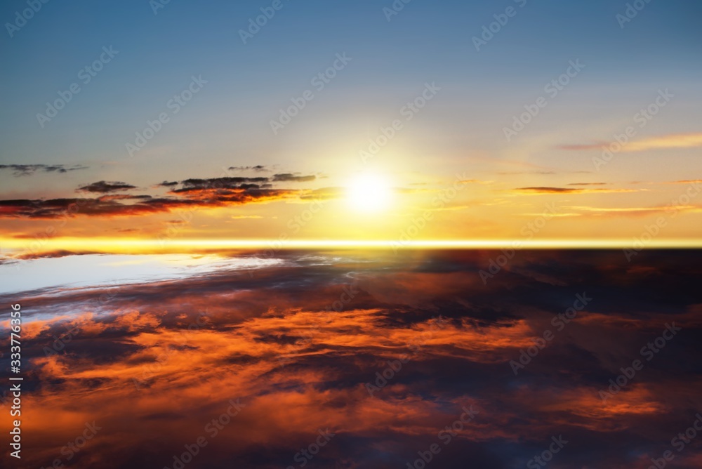 Fototapeta premium Beautiful heavenly landscape with the sun in the clouds .