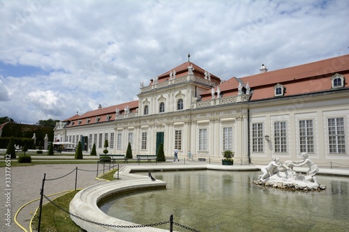 Belvedere Palace complex in Vienna. Austria. Located in Landstrasse, the third district of the city, southeast of the center. Museum Landmark of Vienna. Belvedere in the summer.