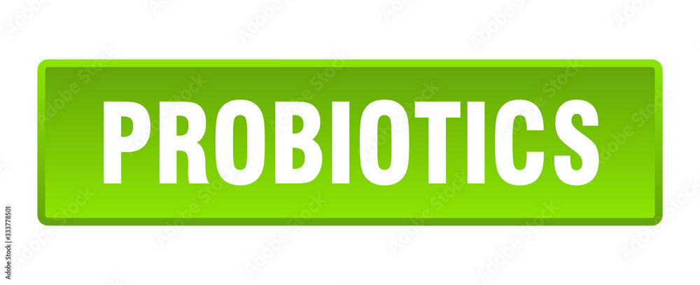 probiotics button. probiotics square green push button