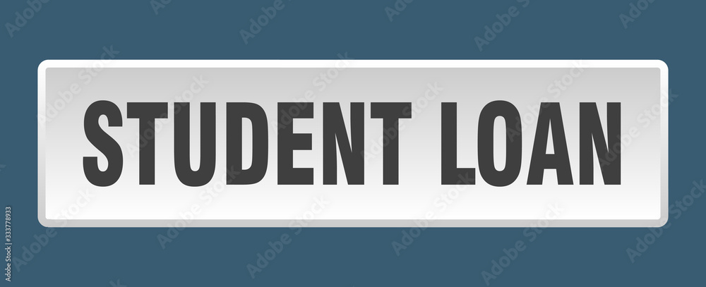 student loan button. student loan square white push button