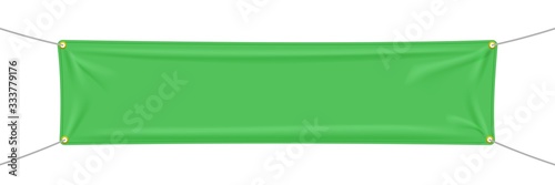 Green textile banner with folds