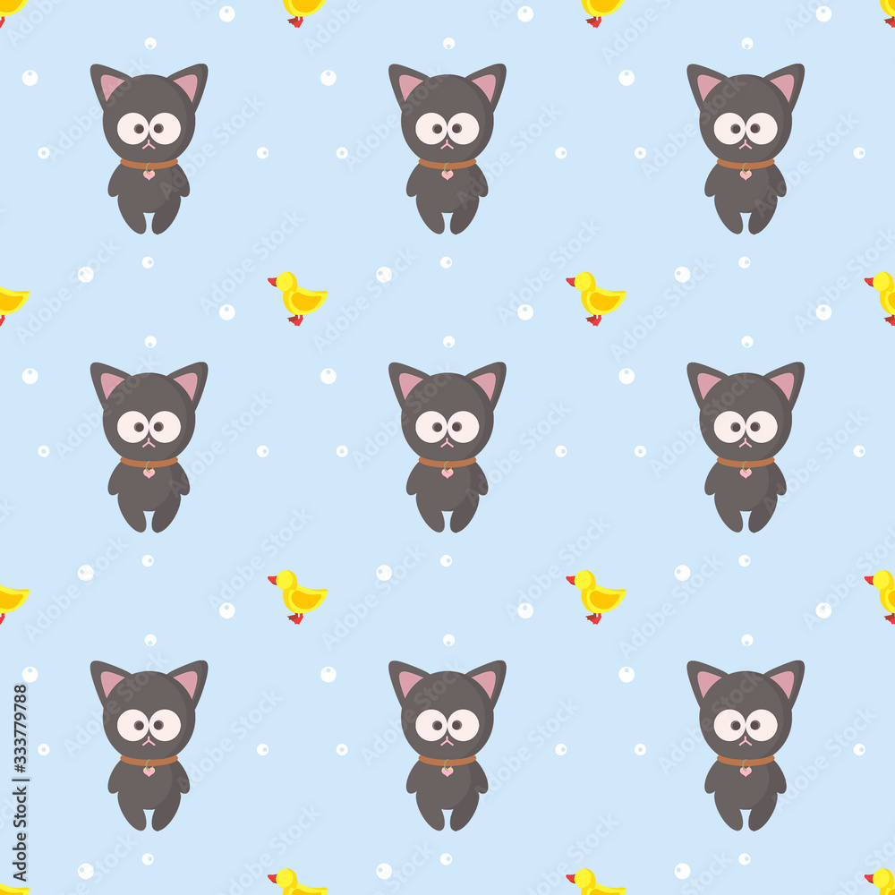 Obraz premium Texture for background with cutie cat and duck