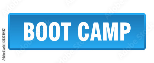 boot camp button. boot camp square blue push button