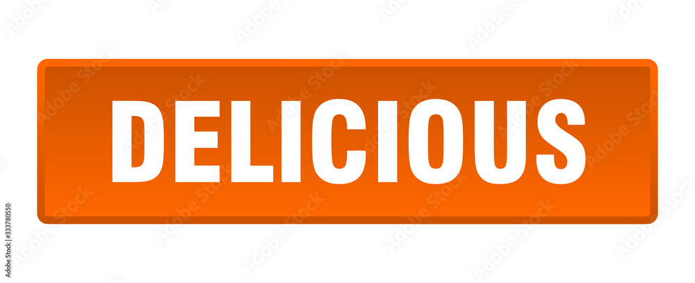 delicious button. delicious square orange push button delicious button. delicious square orange push button