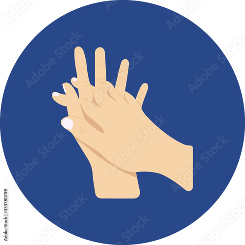 Rubbing hand, step to wash hands, two hands