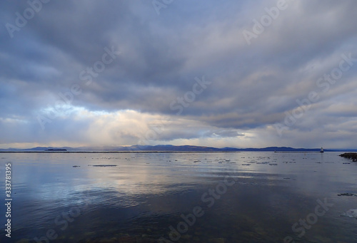 Sunset over stormy and icy Lake Champlain 2