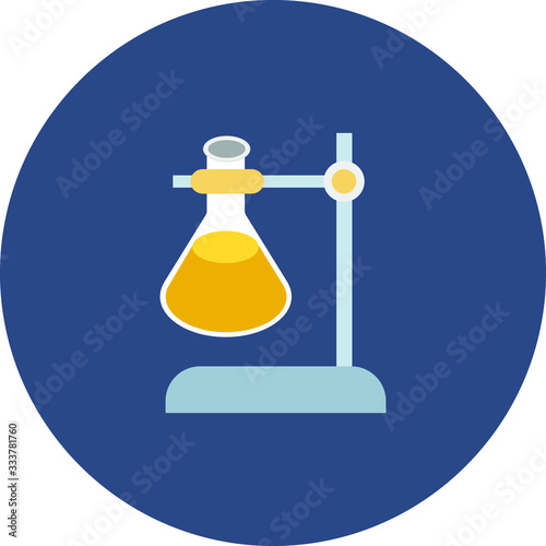 Scientific instrument, glass flask placed on stand 