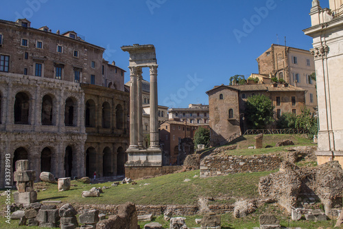 ROME, ITALY-September 25, 2019: warm autumn walks through the streets of Rome through the eyes of a tourist