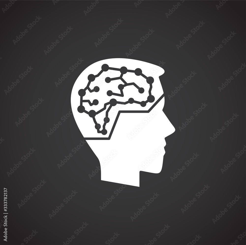 Human brain related icon on background for graphic and web design. Creative illustration concept symbol for web or mobile app