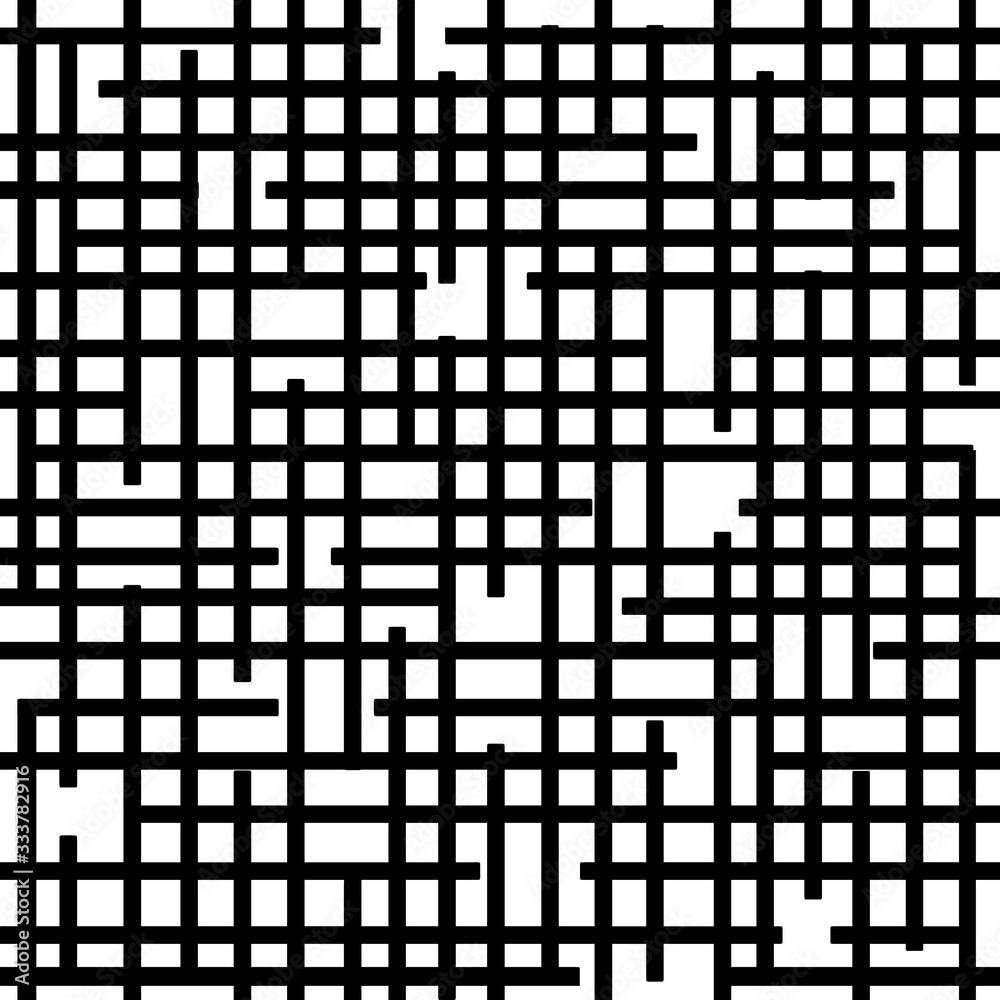 Fototapeta premium Black and white pattern. Vertical and horizontal brush drawn textured crossing stripes. Chequered geometric background.