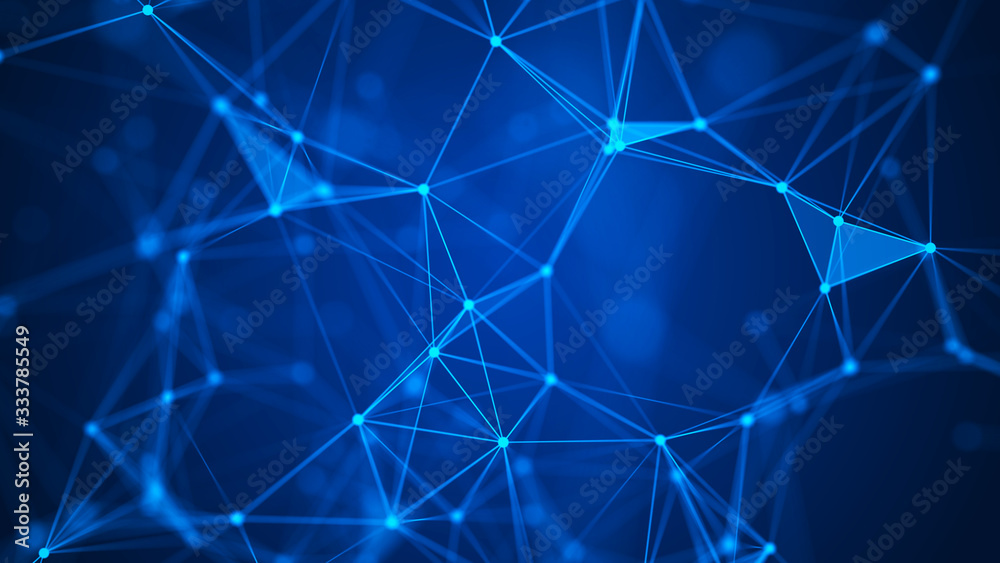 The distribution of triangular shapes in space. Network connection structure. Big data digital background. 3D rendering. The distribution of triangular shapes in space. Network connection structure. Big data digital background. 3D rendering.