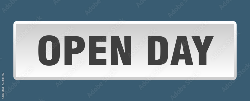 open day button. open day square white push button