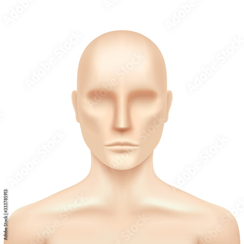 Vector human model isolated o a white background. Plastic dummy torso, realistic illustration. Mannequin mockup.