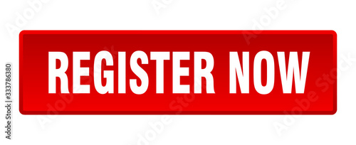 register now button. register now square red push button