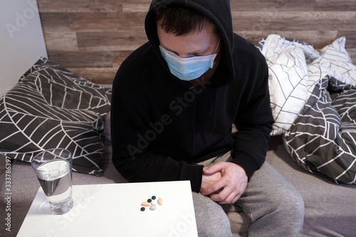 Home quarantine, illness and fever concept.