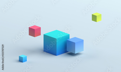 Abstract 3d render, modern background design with colorful cubes
