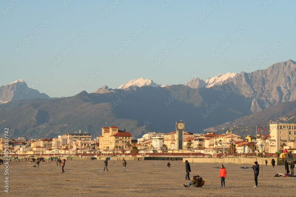 Fototapeta premium Viareggio, Italy, Versilia's beach in winter