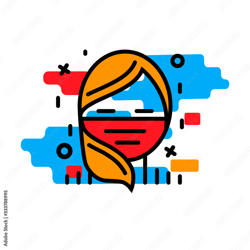 Girl in a medical mask icon modern thin line and flat style Girl in a medical mask icon modern thin line and flat style