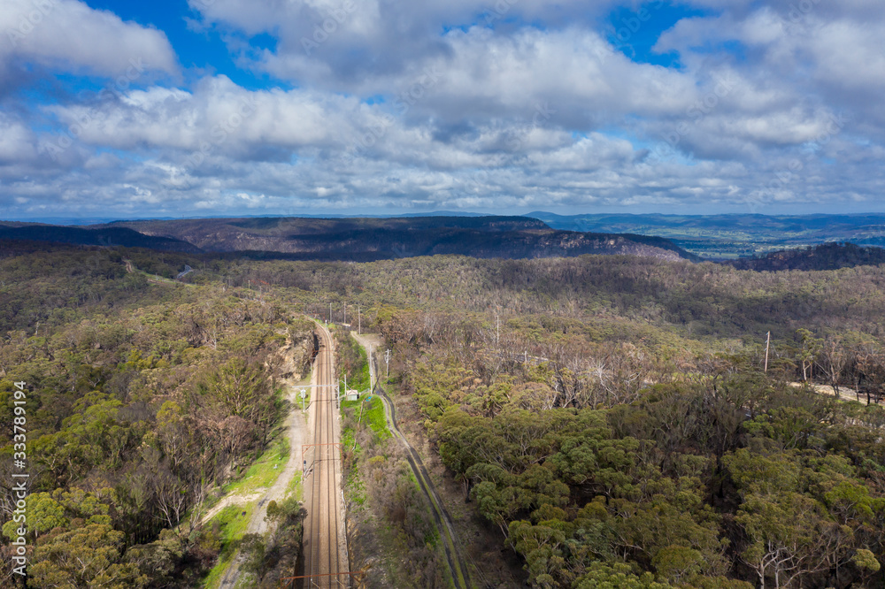 A regional railway line running through The Blue Mountains in Australia
