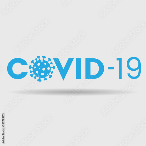 Abstract Blue Coronavirus Icon with Covid-19 Text