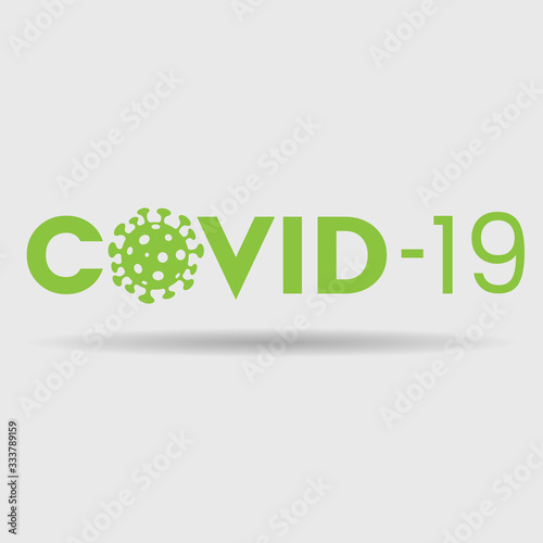 Abstract Green Coronavirus Icon with Covid-19 Text