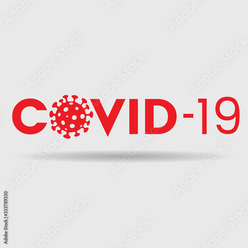 Abstract Red Coronavirus Icon with Covid-19 Text