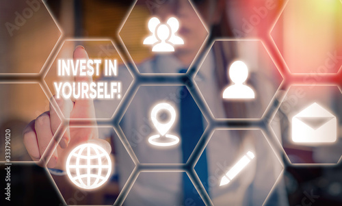 Text sign showing Invest In Yourself. Business photo showcasing nvesting in a coach or a training to learn new things photo