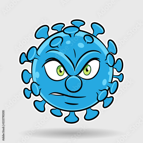 Cartoon Angry Blue Coronavirus